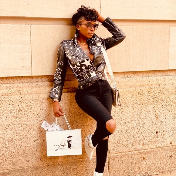 Star Embroidered Moto Leather Jacket: Elevate your leather game! - Picture 4 of 6